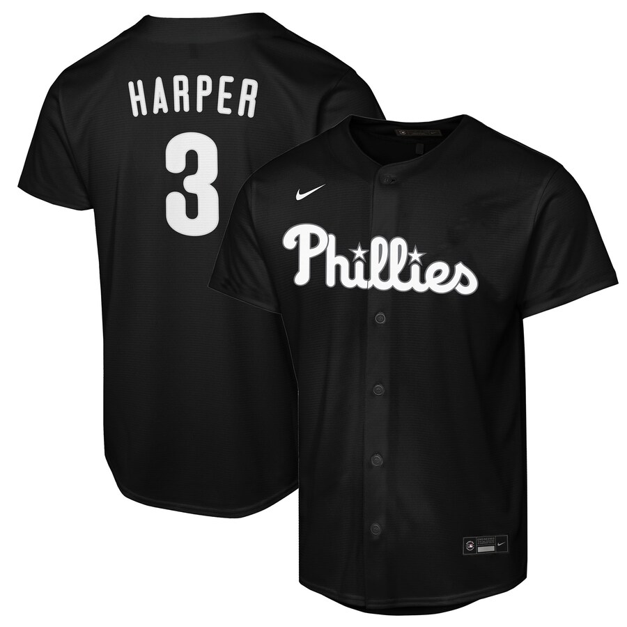 Youth Philadelphia Phillies Bryce Harper Nike Black Replica Fashion Jersey - Ujersey NHL