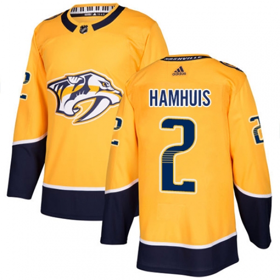 Men's Adidas Nashville Predators #2 Dan Hamhuis Premier Gold Home NHL Jersey - Ujersey