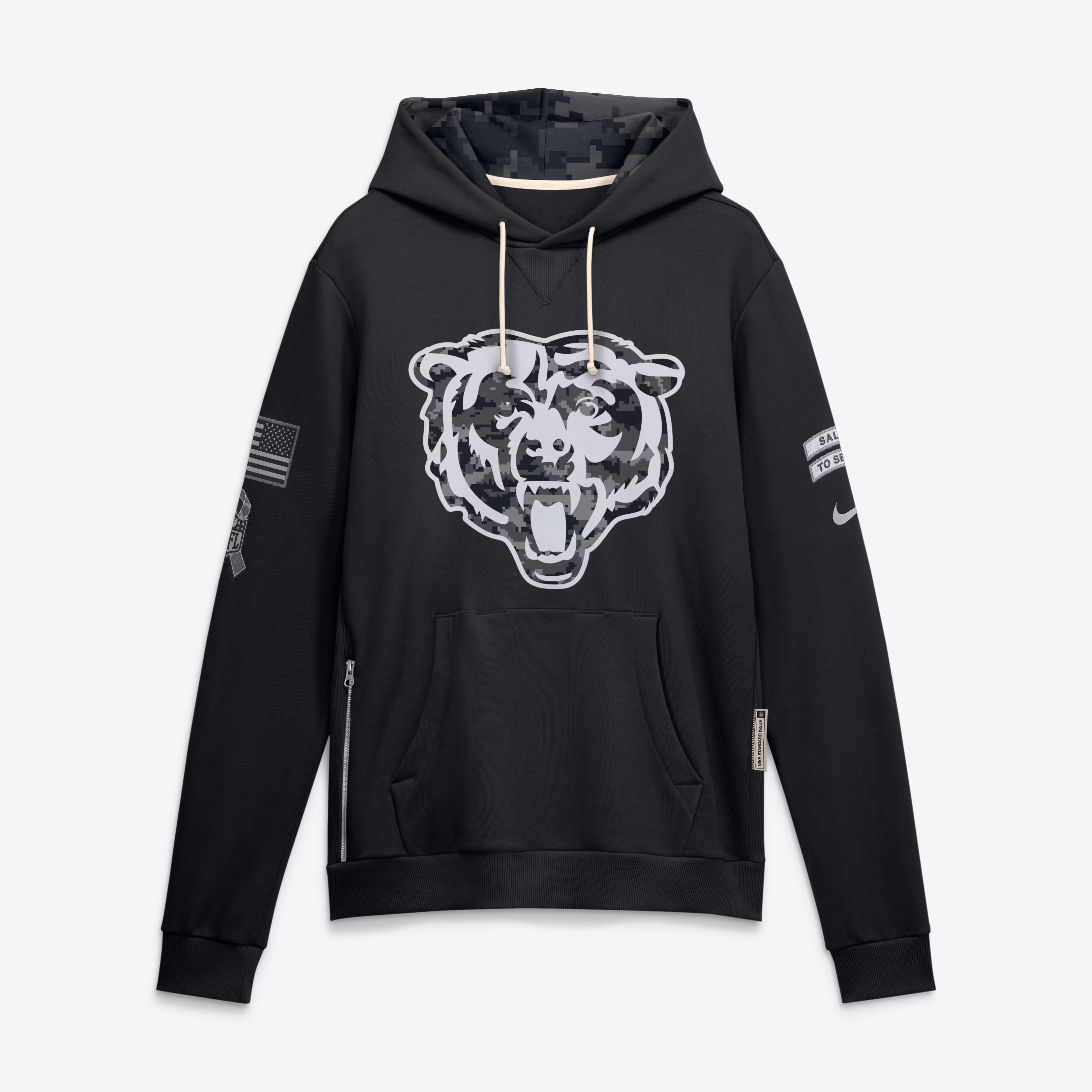 Men's Chicago Bears  Nike Black 2026 Salute to Service Sideline Dri-FIT Pullover Hoodie - Ujersey Shop