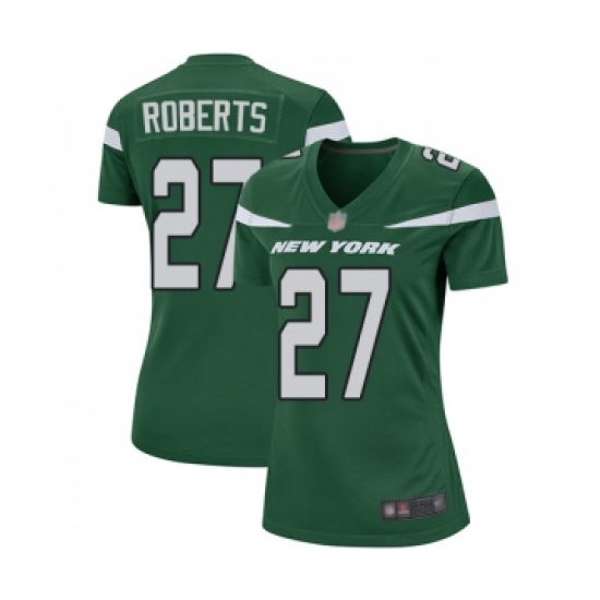 Women's New York Jets #27 Darryl Roberts Game Green Team Color Football Jersey - Ujersey