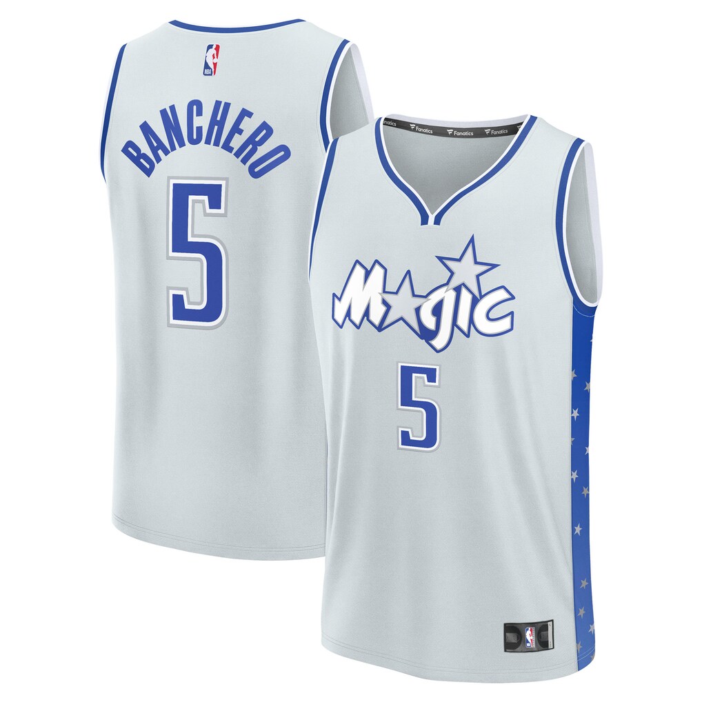 Men's Orlando Magic Paolo Banchero Fanatics Silver 2025/26 City Edition Fast Break Jersey - ujerseystore