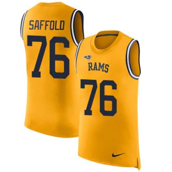 Men's Nike Los Angeles Rams #76 Rodger Saffold Limited Gold Rush Player Name & Number Tank Top NFL Jersey - Ujersey