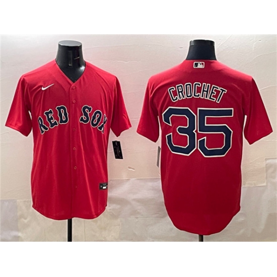 Men's Boston Red Sox #35 Garrett Crochet Red Cool Base Stitched Baseball Jersey - Ujersey