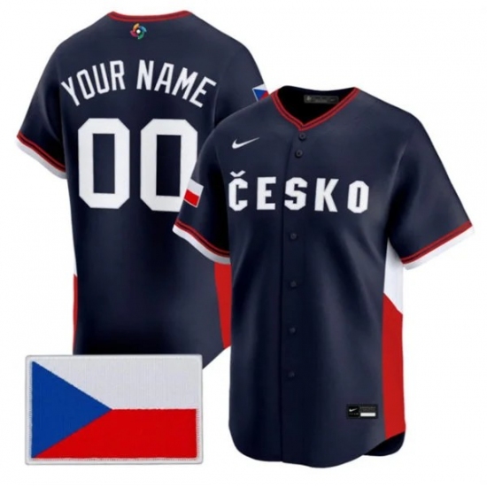 Custom Czech Republic Baseball Nike Navy 2026 World Baseball Classic Jersey - Ujersey