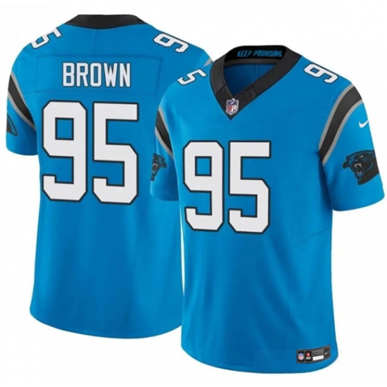 Men's Carolina Panthers #95 Derrick Brown Blue 2025 F.U.S.E. Vapor Limited Football Stitched Jersey - Ujersey