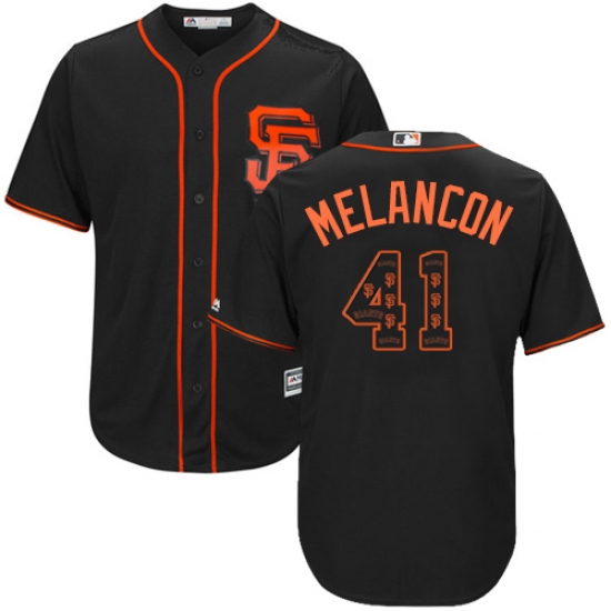 Men's Majestic San Francisco Giants #41 Mark Melancon Authentic Black Team Logo Fashion Cool Base MLB Jersey