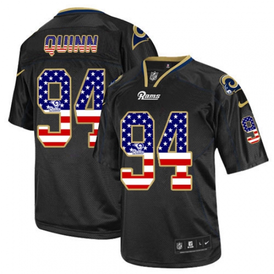 Men's Nike Los Angeles Rams #94 Robert Quinn Elite Black USA Flag Fashion NFL Jersey - Ujersey