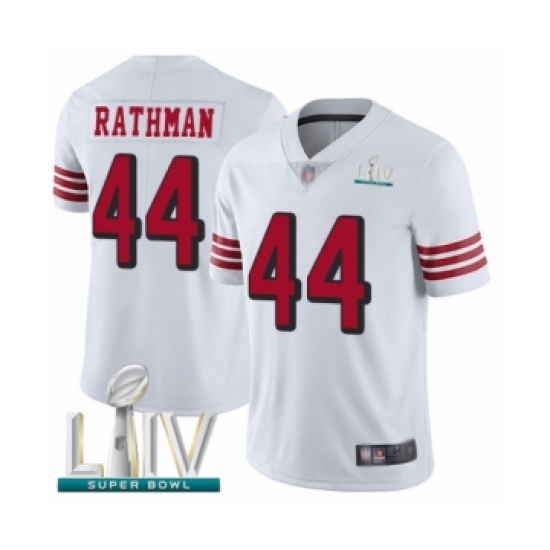 Men's San Francisco 49ers #44 Tom Rathman Limited White Rush Vapor Untouchable Super Bowl LIV Bound Football Jersey - Ujersey