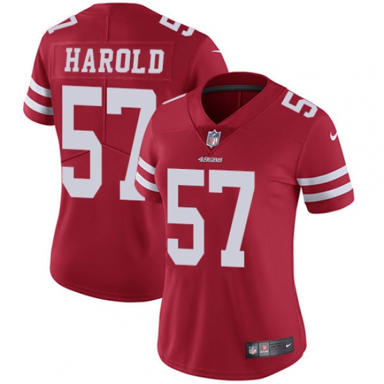 Women's Nike San Francisco 49ers #57 Eli Harold Elite Red Team Color NFL Jersey - Ujersey