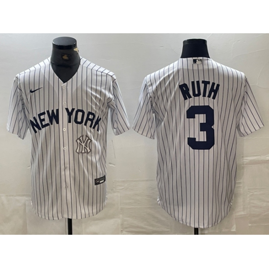 Men's New York Yankees #3 Babe Ruth White 2024 Cool Base Stitched Jersey