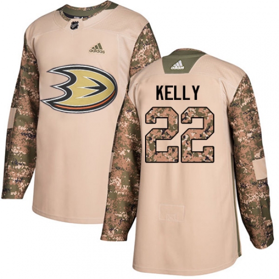 Youth Adidas Anaheim Ducks #22 Chris Kelly Authentic Camo Veterans Day Practice NHL Jersey - Ujersey