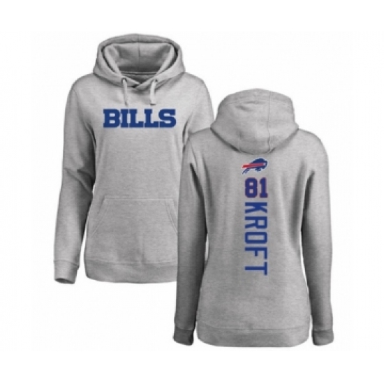 Football Women's Buffalo Bills #81 Tyler Kroft Ash Backer Pullover Hoodie - Ujersey