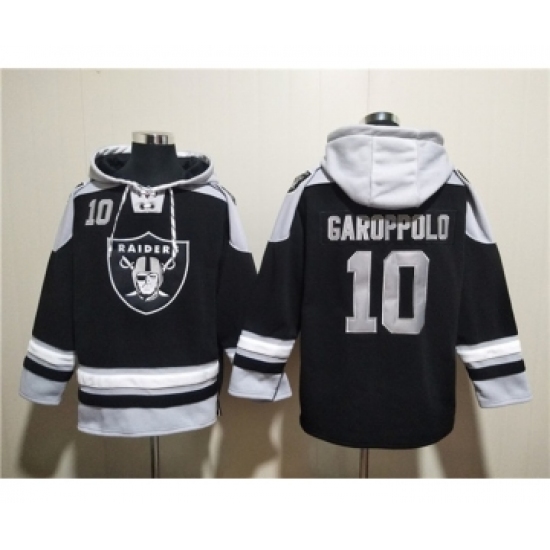 Men's Las Vegas Raiders #10 Jimmy Garoppolo Black Ageless Must-Have Lace-Up Pullover Hoodie - Ujersey