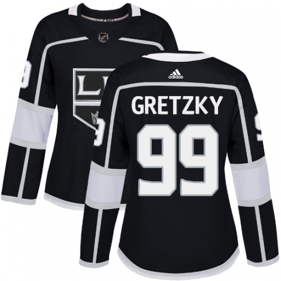 Women's Adidas Los Angeles Kings #99 Wayne Gretzky Authentic Black Home NHL Jersey - Ujersey