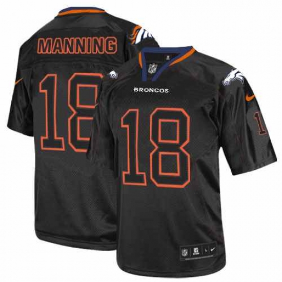 Men's Nike Denver Broncos #18 Peyton Manning Elite Lights Out Black NFL Jersey - Ujersey