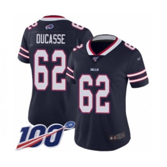 Women's Buffalo Bills #62 Vladimir Ducasse Limited Navy Blue Inverted Legend 100th Season Football Jersey - Ujersey