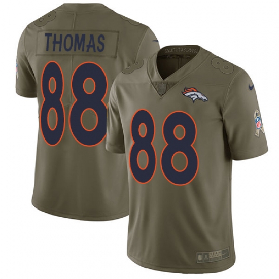 Youth Nike Denver Broncos #88 Demaryius Thomas Limited Olive 2017 Salute to Service NFL Jersey - Ujersey