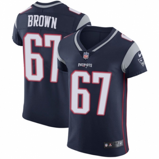 Men's Nike New England Patriots #67 Trent Brown Navy Blue Team Color Vapor Untouchable Elite Player NFL Jersey - Ujersey