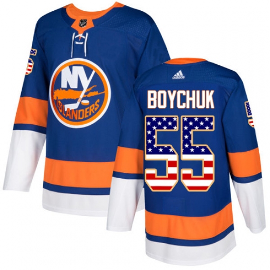 Men's Adidas New York Islanders #55 Johnny Boychuk Authentic Royal Blue USA Flag Fashion NHL Jersey - Ujersey