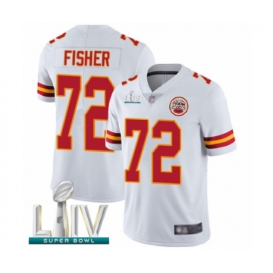 Men's Kansas City Chiefs #72 Eric Fisher White Vapor Untouchable Limited Player Super Bowl LIV Bound Football Jersey - Ujersey
