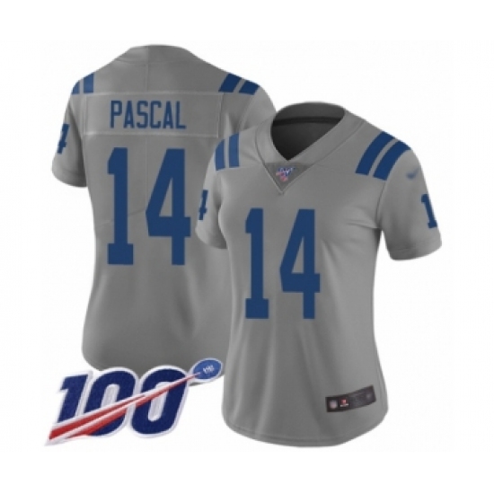 Women's Indianapolis Colts #14 Zach Pascal Limited Gray Inverted Legend 100th Season Football Jersey - Ujersey