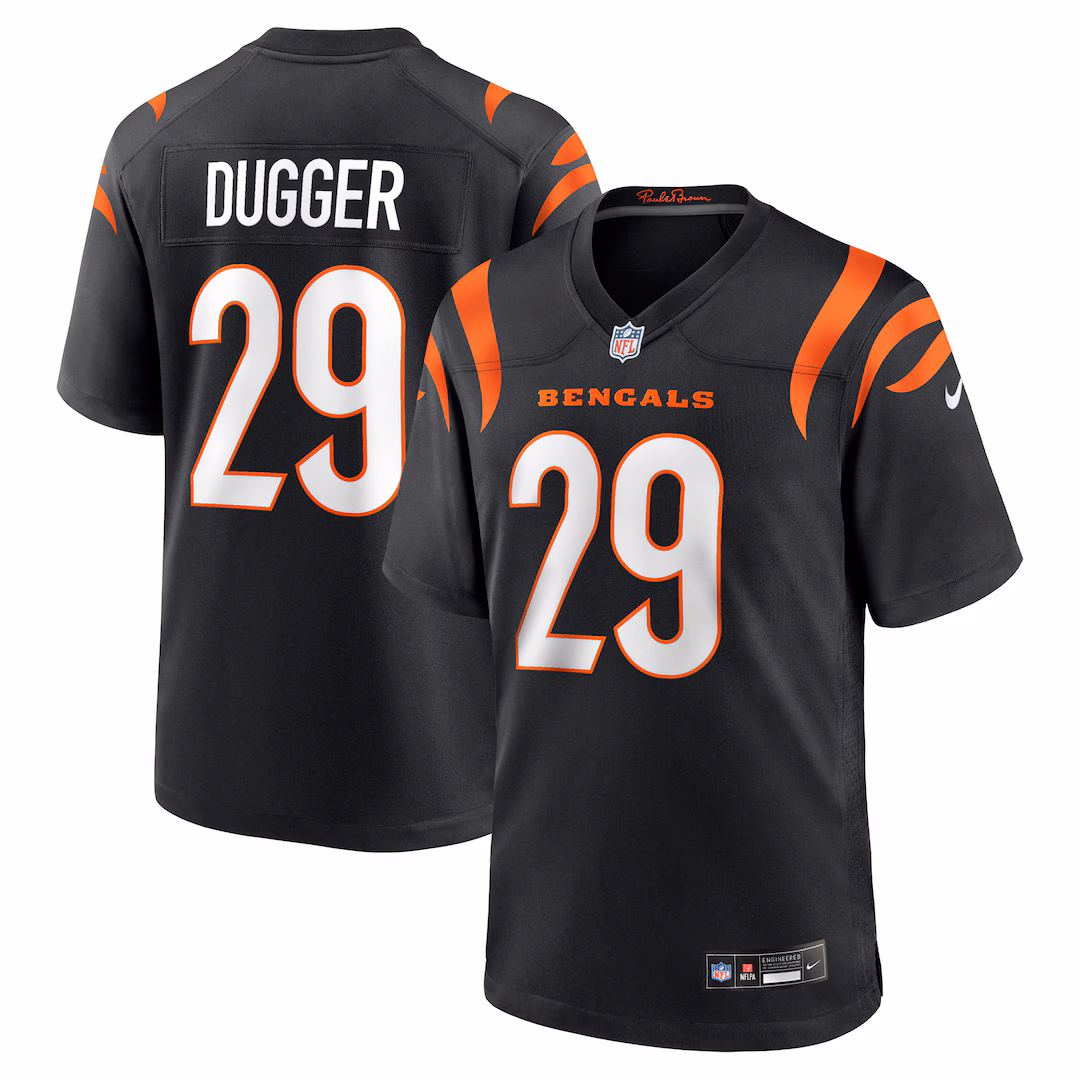 Men's Cincinnati Bengals Kyle Dugger Nike Black Team Game Jersey - SUjersey01