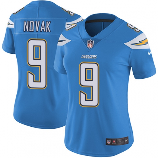 Women's Nike Los Angeles Chargers #9 Nick Novak Electric Blue Alternate Vapor Untouchable Elite Player NFL Jersey - Ujersey
