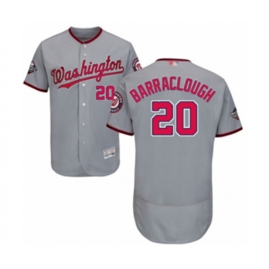Men's Washington Nationals #20 Kyle Barraclough Grey Road Flex Base Authentic Collection 2019 World Series Bound Baseball Jersey - Ujersey