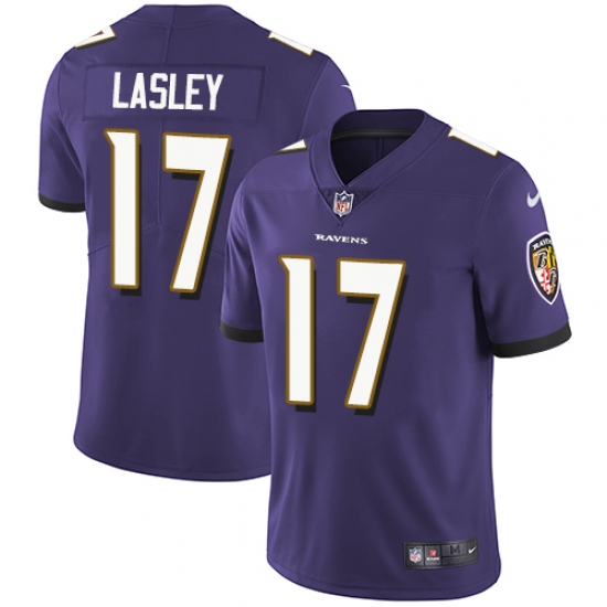Youth Nike Baltimore Ravens #17 Jordan Lasley Purple Team Color Vapor Untouchable Limited Player NFL Jersey - Ujersey