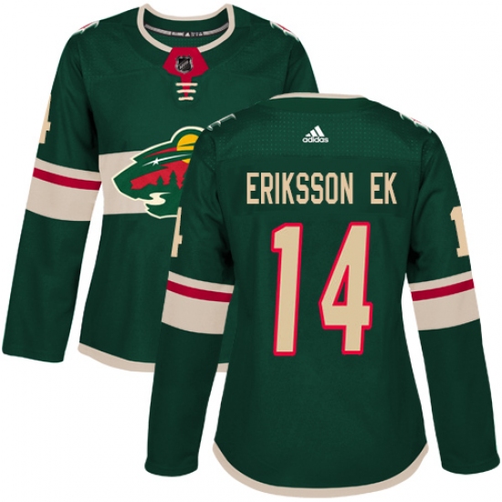 Women's Adidas Minnesota Wild #14 Joel Eriksson Ek Premier Green Home NHL Jersey - Ujersey