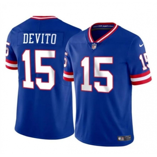 Men's New York Giants #15 Tommy DeVito Royal 2023 F.U.S.E. Throwback Limited Football Stitched Jersey - Ujersey