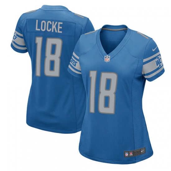 Women's Nike Detroit Lions #18 Jeff Locke Game Blue Team Color NFL Jersey - Ujersey