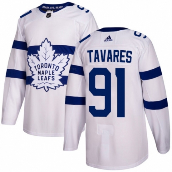 Men's Adidas Toronto Maple Leafs #91 John Tavares Authentic White 2018 Stadium Series NHL Jersey - Ujersey