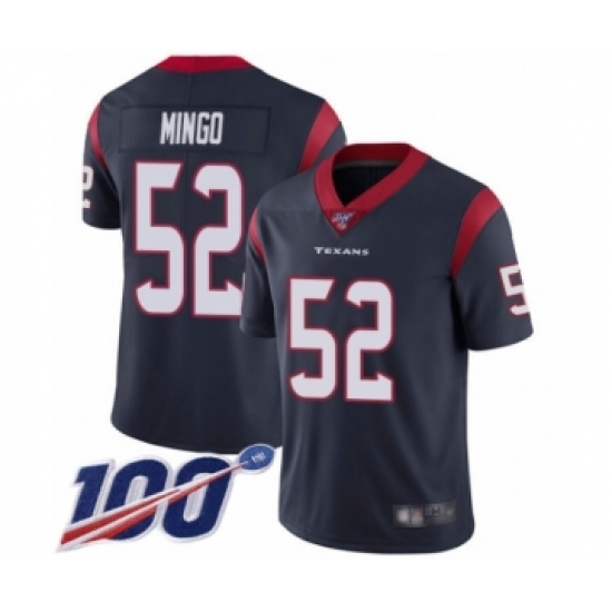 Youth Houston Texans #52 Barkevious Mingo Navy Blue Team Color Vapor Untouchable Limited Player 100th Season Football Jersey - Ujersey