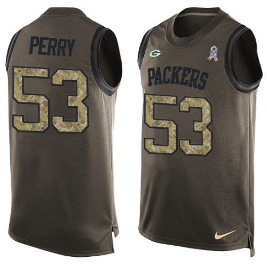 Men's Nike Green Bay Packers #53 Nick Perry Limited Green Salute to Service Tank Top NFL Jersey - Ujersey