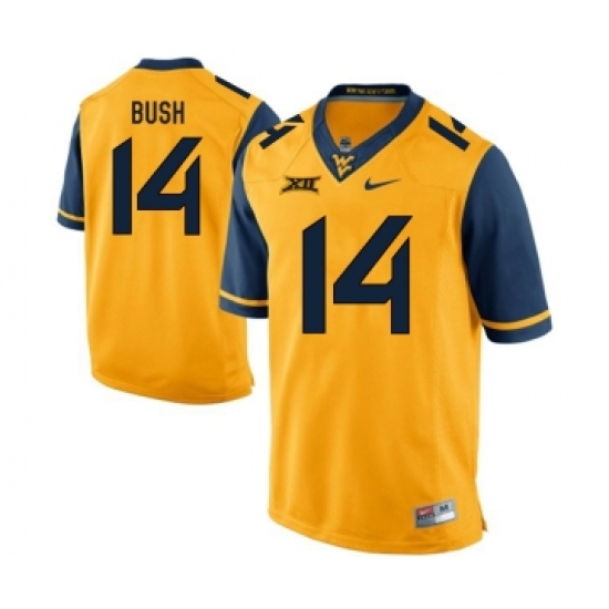 West Virginia Mountaineers 14 Tevin Bush Gold College Football Jersey - Ujersey