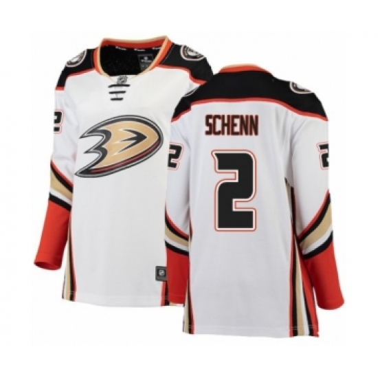 Women's Anaheim Ducks #2 Luke Schenn Authentic White Away Fanatics Branded Breakaway NHL Jersey - Ujersey