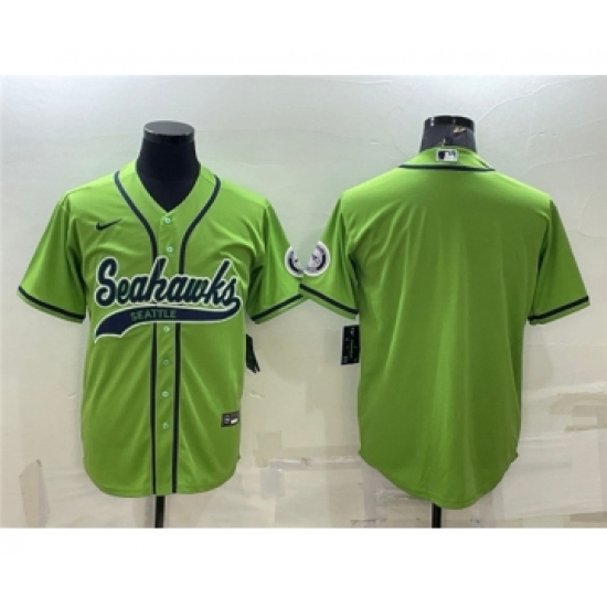 Men's Seattle Seahawks Blank Green With Patch Cool Base Stitched Baseball Jersey - Ujersey