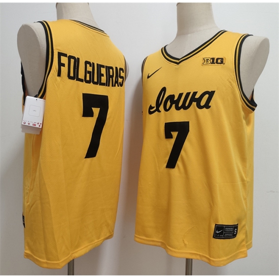 Men's Iowa Hawkeyes #7 Alvaro Folgueiras Yellow Stitched Jersey