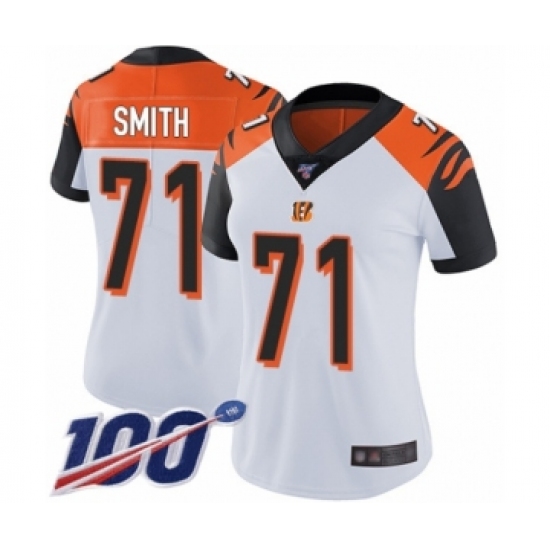 Women's Cincinnati Bengals #71 Andre Smith White Vapor Untouchable Limited Player 100th Season Football Jersey - Ujersey