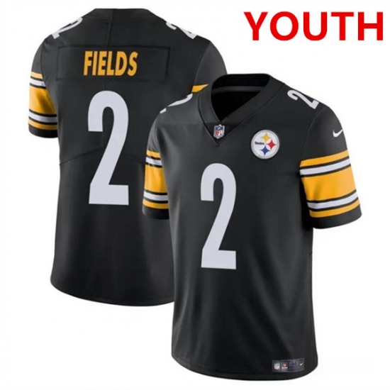 Youth Pittsburgh Steelers #2 Justin Fields Black Vapor Untouchable Limited Football Stitched Jersey - Ujersey