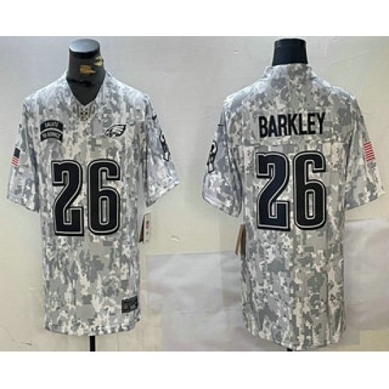 Men's Philadelphia Eagles #26 Saquon Barkley 2024 FUSE Arctic Camo Salute to Service Limited Stitched Jersey - Ujersey