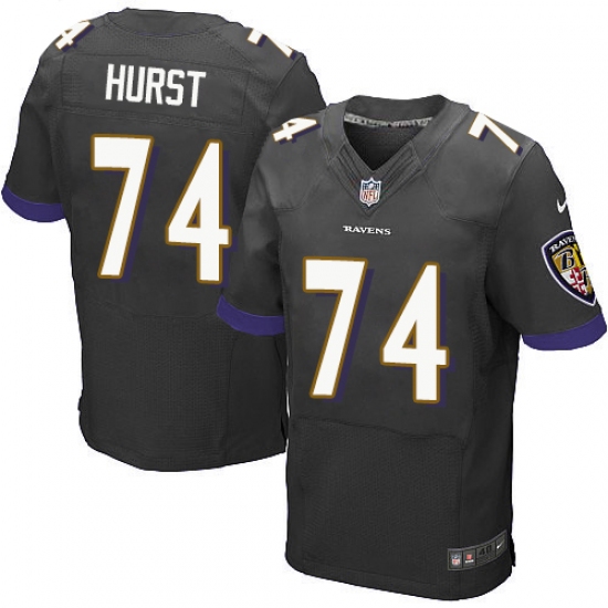 Men's Nike Baltimore Ravens #74 James Hurst Elite Black Alternate NFL Jersey - Ujersey