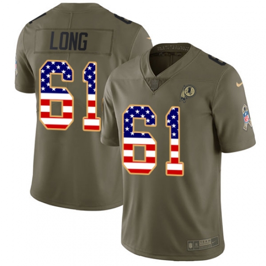 Youth Nike Washington Redskins #61 Spencer Long Limited Olive/USA Flag 2017 Salute to Service NFL Jersey