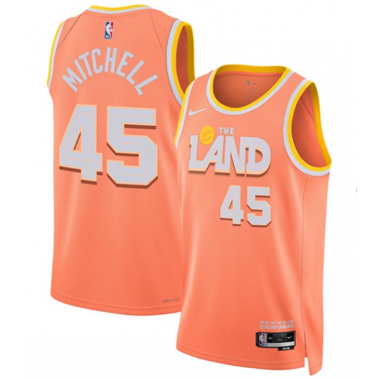 Men's Cleveland Cavaliers #45 Donovan Mitchell Orange 2025-26 City Edition Swingman Stitched Jersey - Ujersey
