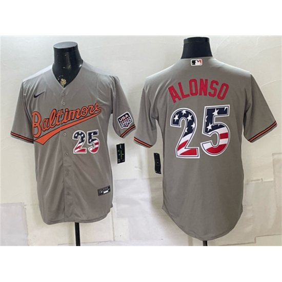 Men's Baltimore Orioles #25 Pete Alonso Gray USA 250 Fourth of July Home Stitched Baseball Jersey - Ujersey