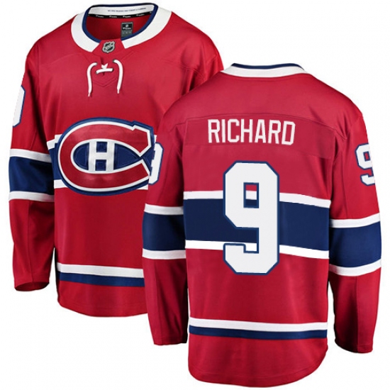 Youth Montreal Canadiens #9 Maurice Richard Authentic Red Home Fanatics Branded Breakaway NHL Jersey - Ujersey