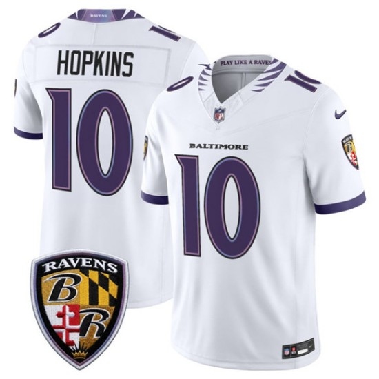Men's Baltimore Ravens #10 DeAndre Hopkins White 2026 F.U.S.E. Vapor Limited Football Stitched Jersey - Ujersey