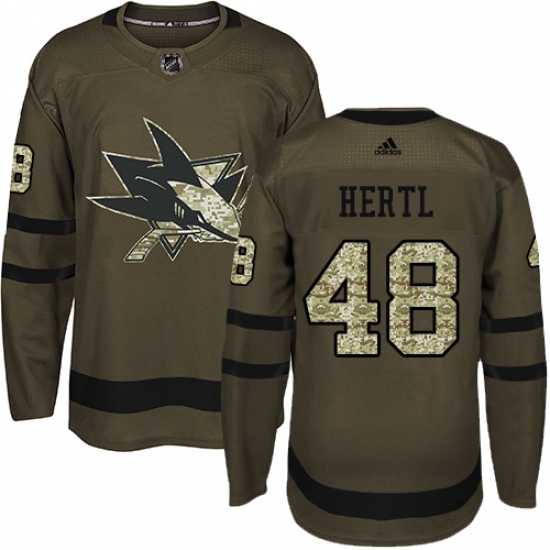 Youth Adidas San Jose Sharks #48 Tomas Hertl Premier Green Salute to Service NHL Jersey - Ujersey