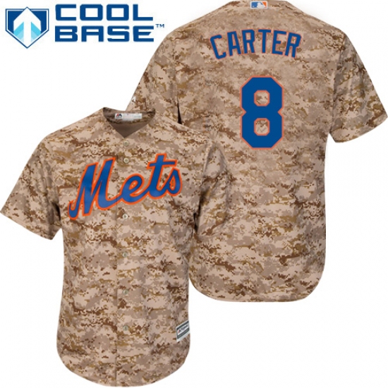 Men's Majestic New York Mets #8 Gary Carter Authentic Camo Alternate Cool Base MLB Jersey - Ujersey